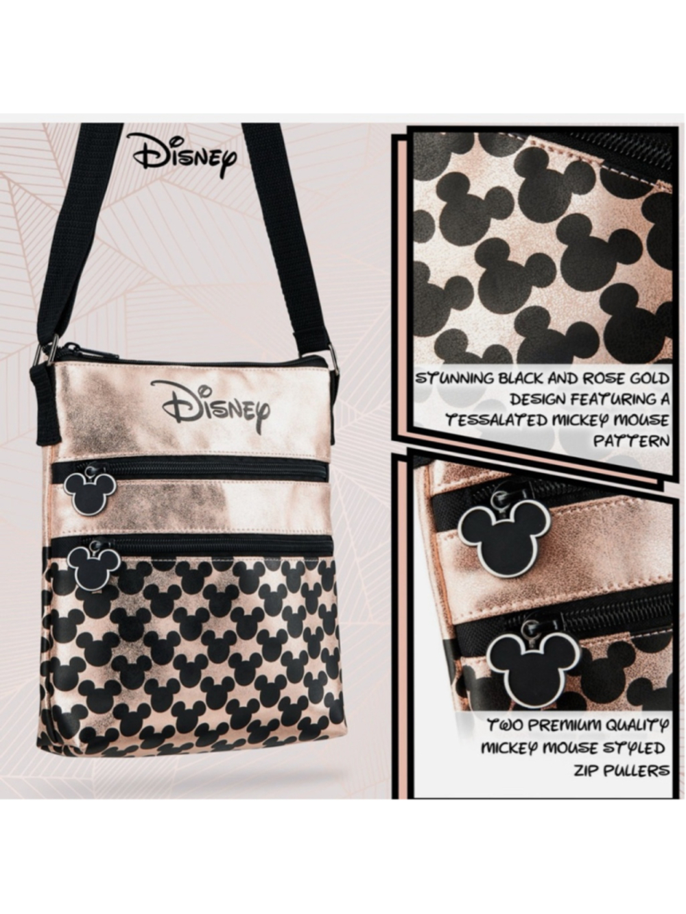 NEW with tags Disne Rose Gold Cross Body Bag Shoulder Bag, perfect Disney Gift! - Picture 3 of 6